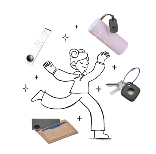 Illustrated person with household items around them that have Tiles